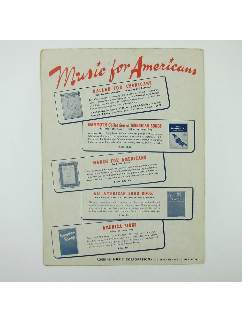 Sheet Music Mechs of the Air Force US Military Song Robert Crawford Vintage 1942